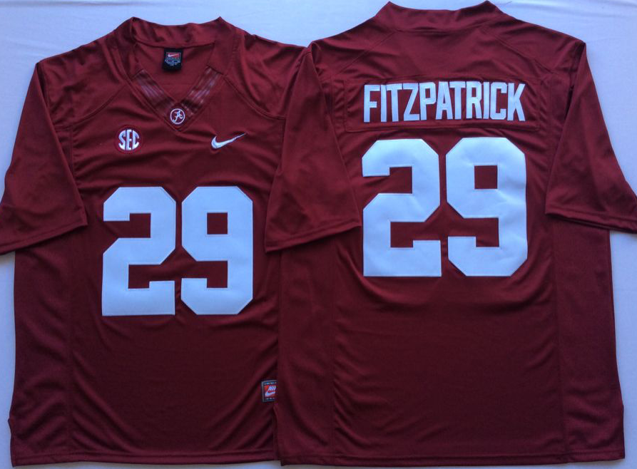 Men Alabama Crimson Tide 29 Fitzpatrick Red Nike NCAA Jerseys
